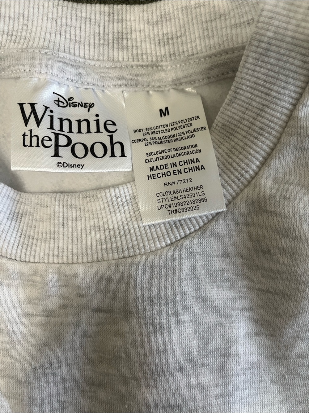 Light Gray Graphic Winnie the Pooh Crewneck Sweatshirt - Picture 7 of 11
